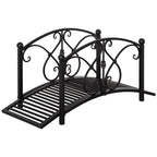 3.3FT Metal Zen Garden Bridge with Safety Siderails, Black