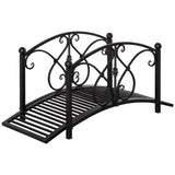 3.3FT Metal Zen Garden Bridge with Safety Siderails, Black