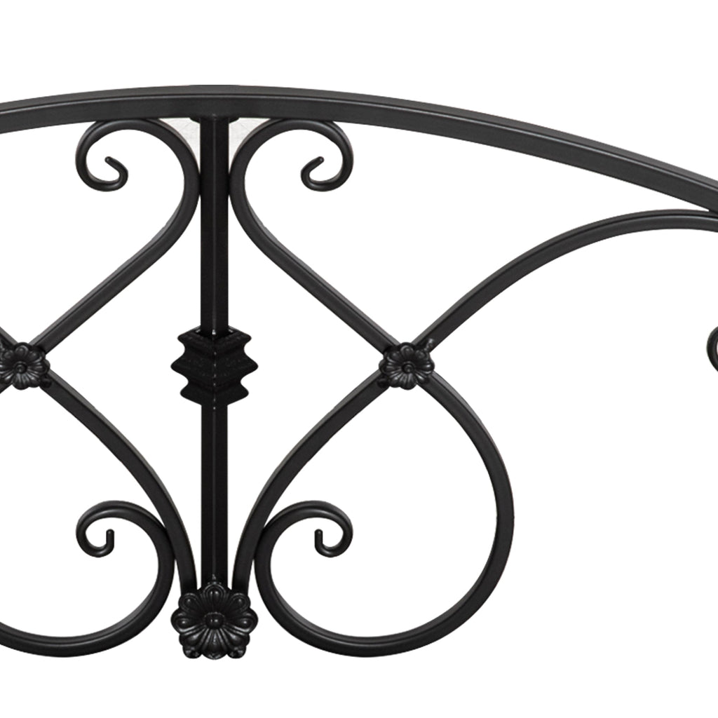 3.3FT Metal Zen Garden Bridge with Safety Siderails, Black