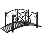 3.3FT Metal Zen Garden Bridge with Safety Siderails, Black