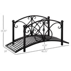 3.3FT Metal Zen Garden Bridge with Safety Siderails, Black