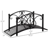 3.3FT Metal Zen Garden Bridge with Safety Siderails, Black