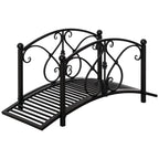 3.3FT Metal Zen Garden Bridge with Safety Siderails, Black