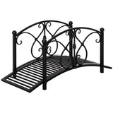3.3FT Metal Zen Garden Bridge with Safety Siderails, Black