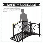 3.3FT Metal Zen Garden Bridge with Safety Siderails, Black