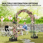 7.3ft Garden Arch with 2 Planter Boxes for Climbing Plants, Black