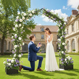 7.3ft Garden Arch with 2 Planter Boxes for Climbing Plants, Black