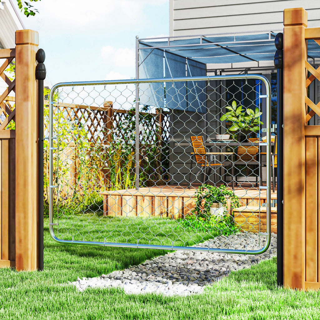 26-71 in. W x 4 ft. H Chain Link Fence Gate, Silver