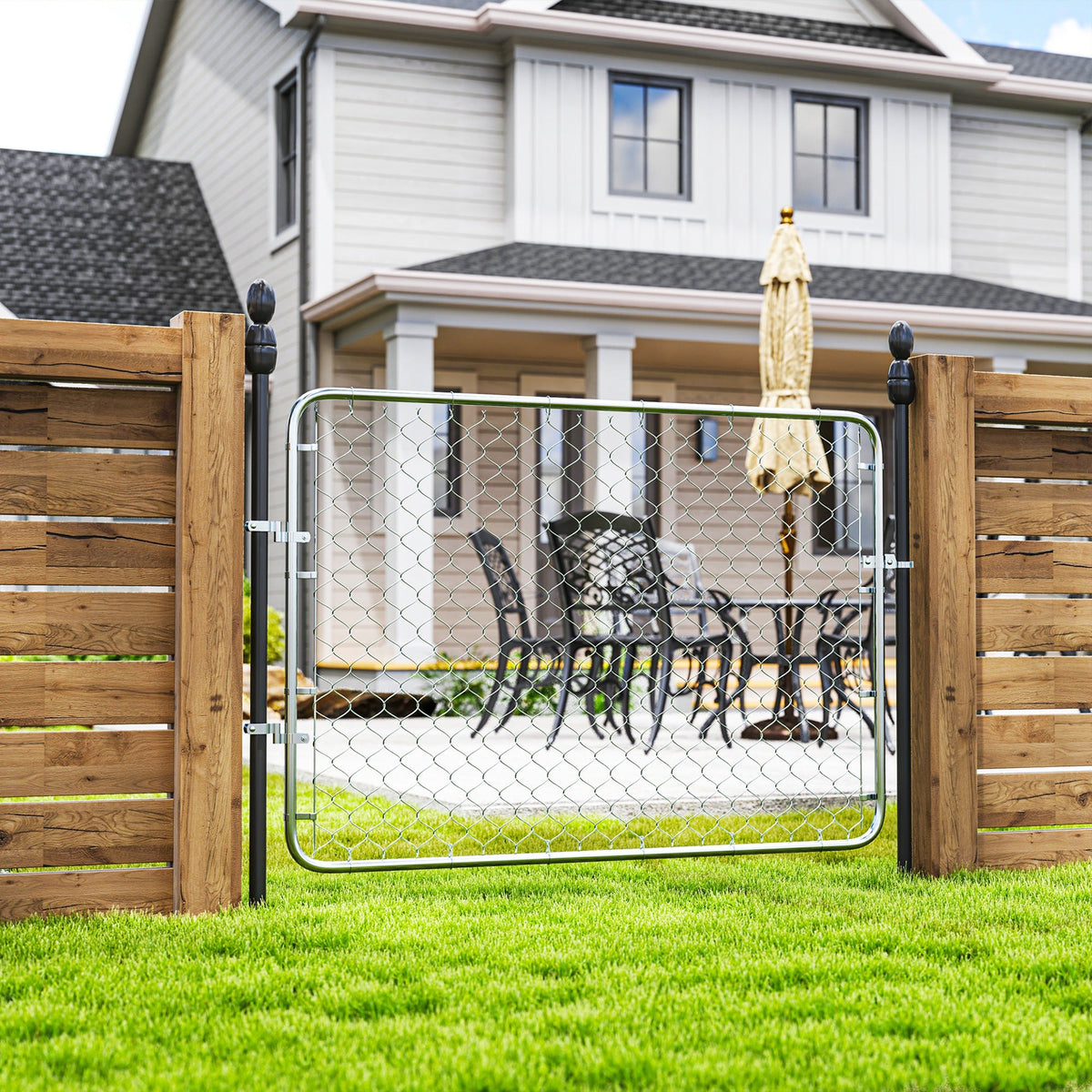 26-71 in. W x 4 ft. H Chain Link Fence Gate, Silver