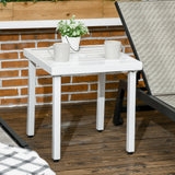 51 x 51 cm Garden Side Table with Umbrella Hole, White