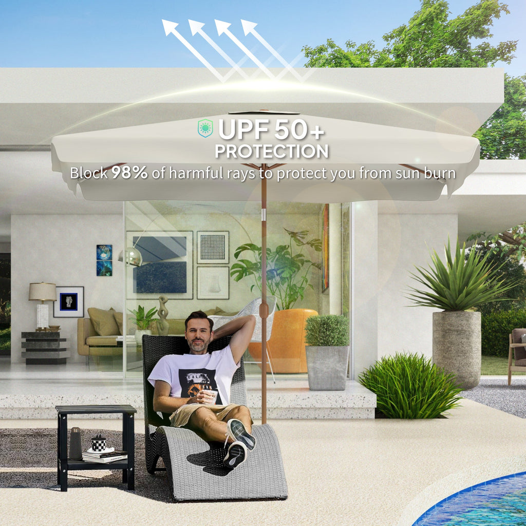 118.1" x 78.7" Patio Umbrella with Crank Handle and Adjustable Angle, White