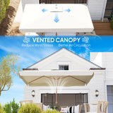 118.1" x 78.7" Patio Umbrella with Crank Handle and Adjustable Angle, White