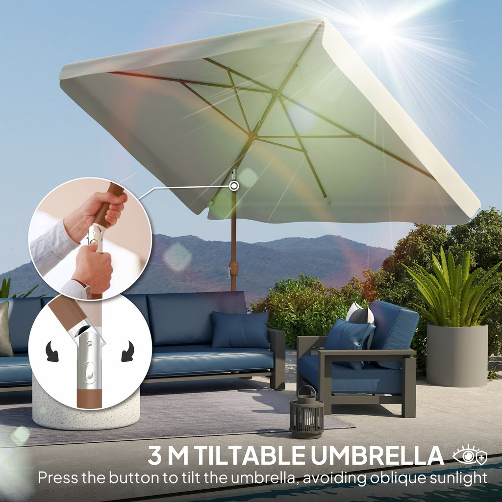 118.1" x 78.7" Patio Umbrella with Crank Handle and Adjustable Angle, White