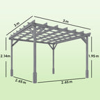 PerArbor 3 x 3 m Grey Wooden Pergola Kit with Stable Frame for Climbing Vines