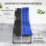 2 Piece Reclining Outdoor Chaise Lounge Chairs with Cushions, Dark Gray/Blue