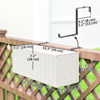 2 Pack 20" Railing Planter Boxes with Hooks and Drainage, White