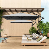 Offset Patio Umbrella with Base, Cover and Tilt Function, Grey