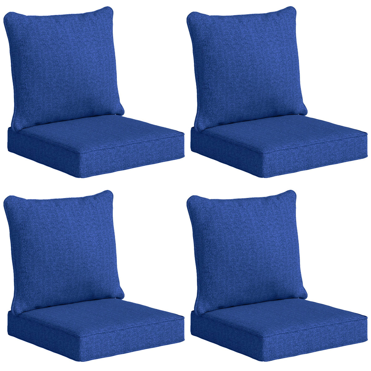 Set of 4 Outdoor Chair Cushions, 24" x 24", Navy Blue