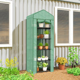 5 Tier Mini Greenhouse with Shelf Clips, 27.25" x 19.25" x 76", Green