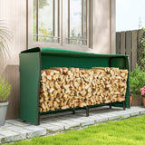 Heavy-Duty Firewood Rack with Waterproof Cover in Dark Green, 78.7" x 14.2" x 39"