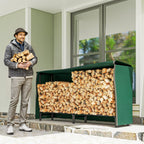 Heavy-Duty Firewood Rack with Waterproof Cover in Dark Green, 78.7" x 14.2" x 39"