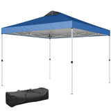 9.8' x 9.8' Pop-Up Canopy with Carrying Bag, Stakes and Ropes, Blue