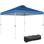9.8' x 9.8' Pop-Up Canopy with Carrying Bag, Stakes and Ropes, Blue