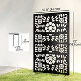 72" x 38" Metal Outdoor Privacy Screen, Symmetrical Pattern, Black