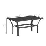 Outdoor Metal Coffee Table with Slatted Top, Black