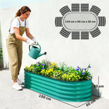 Set of 2 Galvanised Raised Beds with Stakes, 150 x 60 x 30 cm, Green