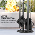 5-Piece Metal Fireplace Tool Set with Brush, Shovel, Poker, Tongs & Stand, Gold Finish