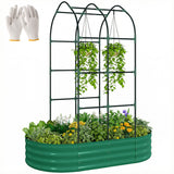 Galvanised Raised Garden Bed with Arched Trellis for Vegetables & Flowers