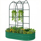 Galvanised Raised Garden Bed with Arched Trellis for Vegetables & Flowers