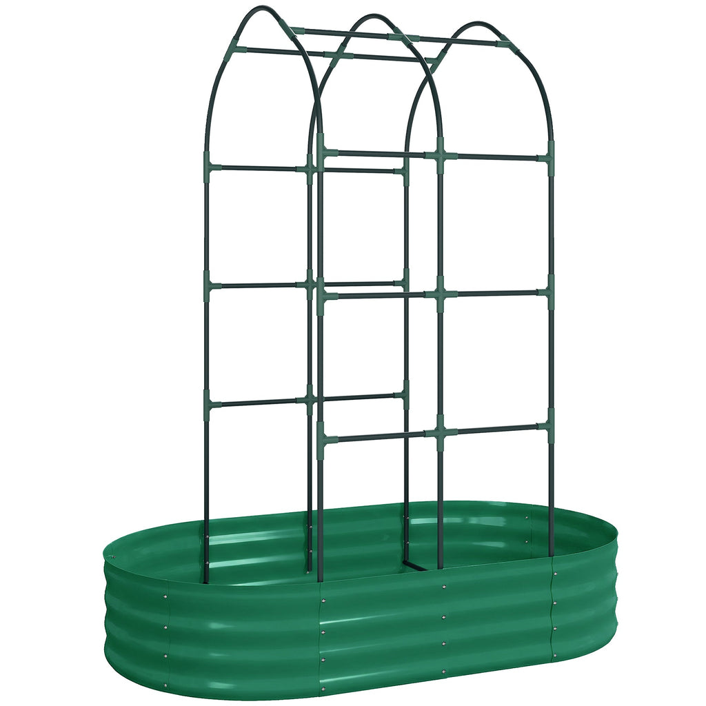 Galvanised Raised Garden Bed with Arched Trellis for Vegetables & Flowers