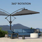 118.1" Offset Patio Umbrella with Cover, Tilt and Wind Strap, Grey