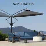 118.1" Offset Patio Umbrella with Cover, Tilt and Wind Strap, Grey