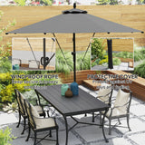 118.1" Offset Patio Umbrella with Cover, Tilt and Wind Strap, Grey