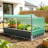 5.7 x 3 x 2.3ft Steel Raised Garden Bed with Cover and Gloves, Dark Grey