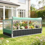 5.7 x 3 x 2.3ft Steel Raised Garden Bed with Cover and Gloves, Dark Grey