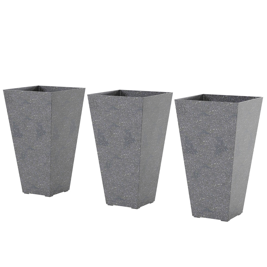 3-Piece 28" Tall Planters with Drainage Holes, Gray