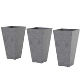3-Piece 28" Tall Planters with Drainage Holes, Gray
