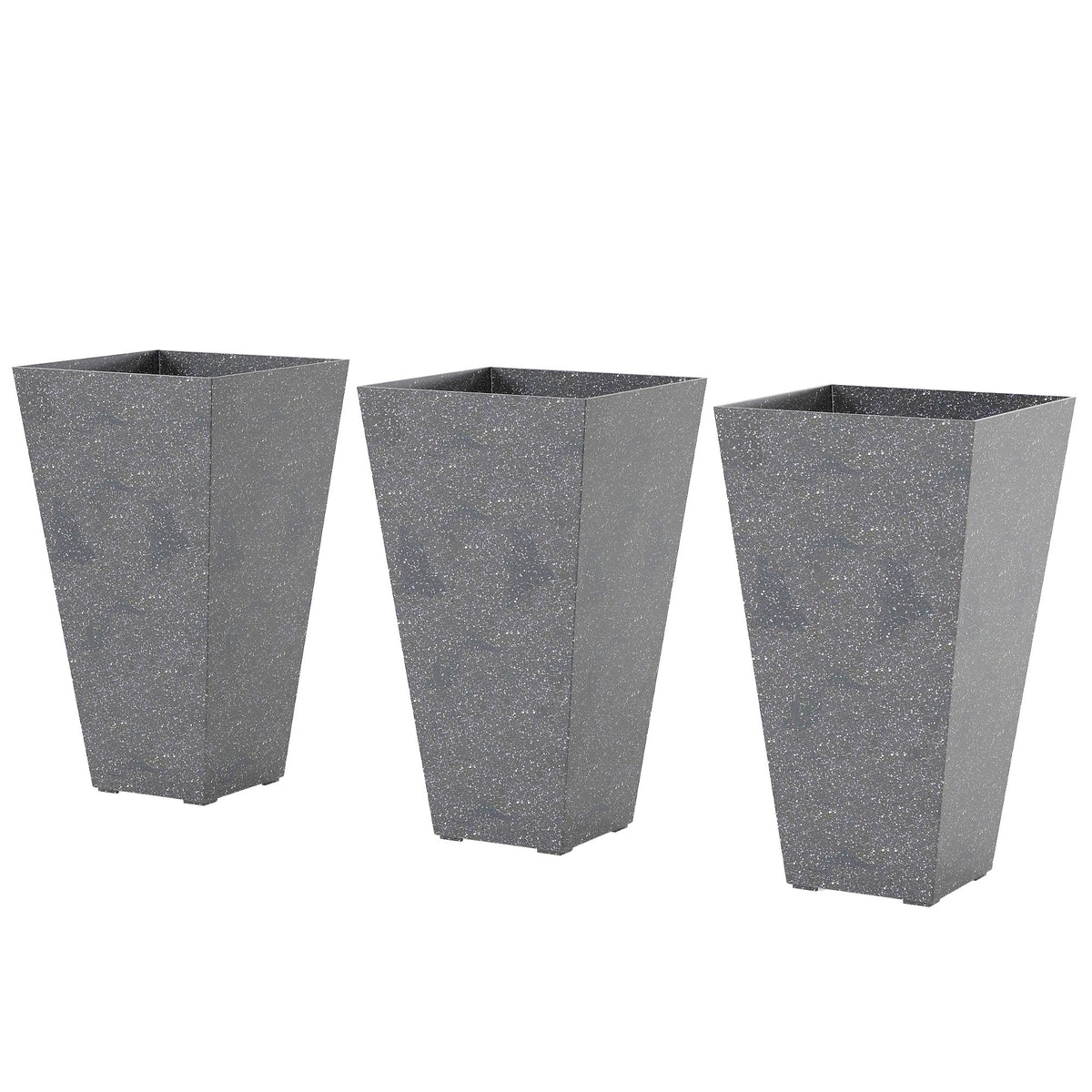 3-Piece 28" Tall Planters with Drainage Holes, Gray