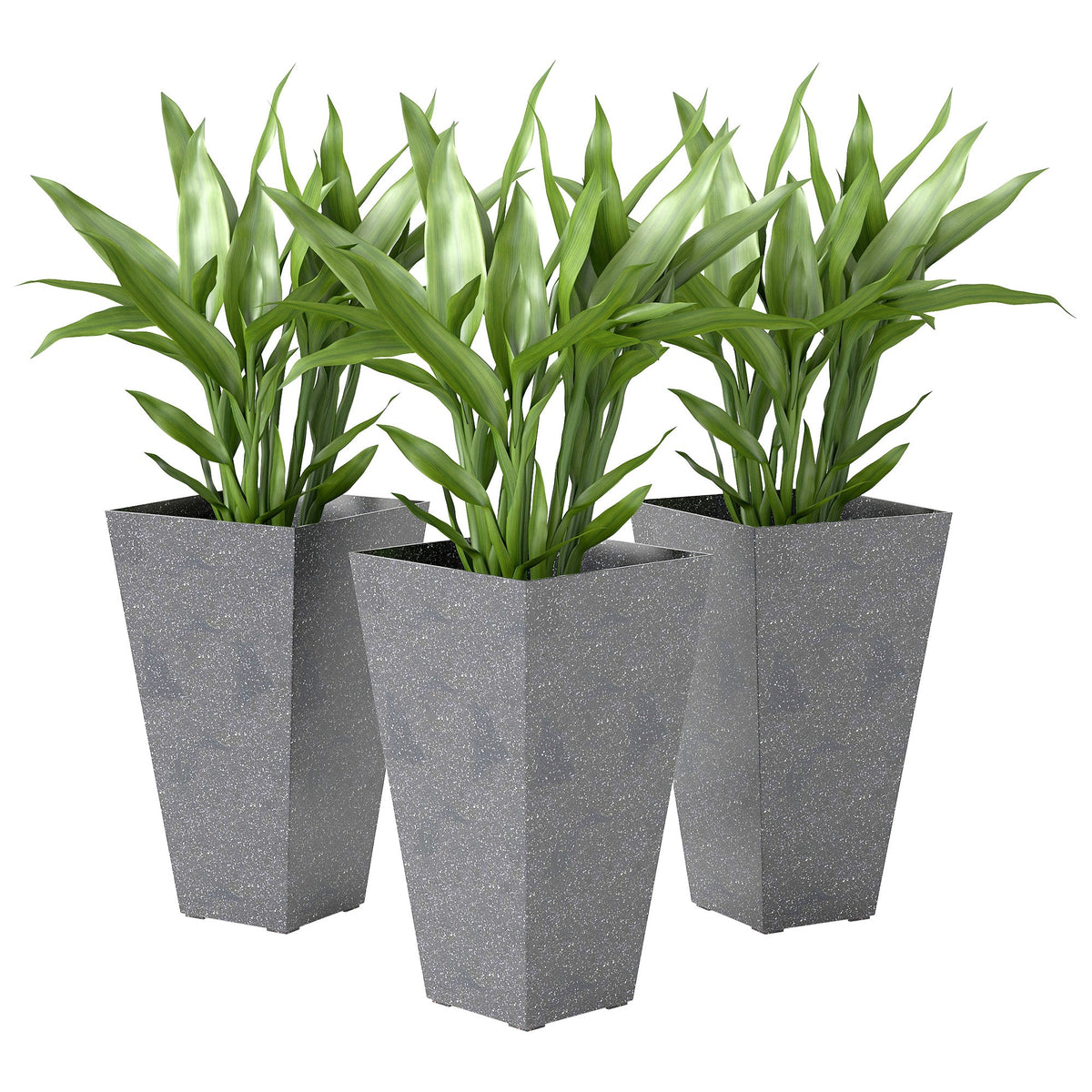 3-Piece 28" Tall Planters with Drainage Holes, Gray