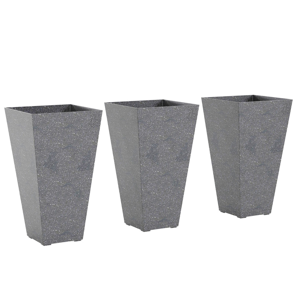 3-Piece 28" Tall Planters with Drainage Holes, Gray