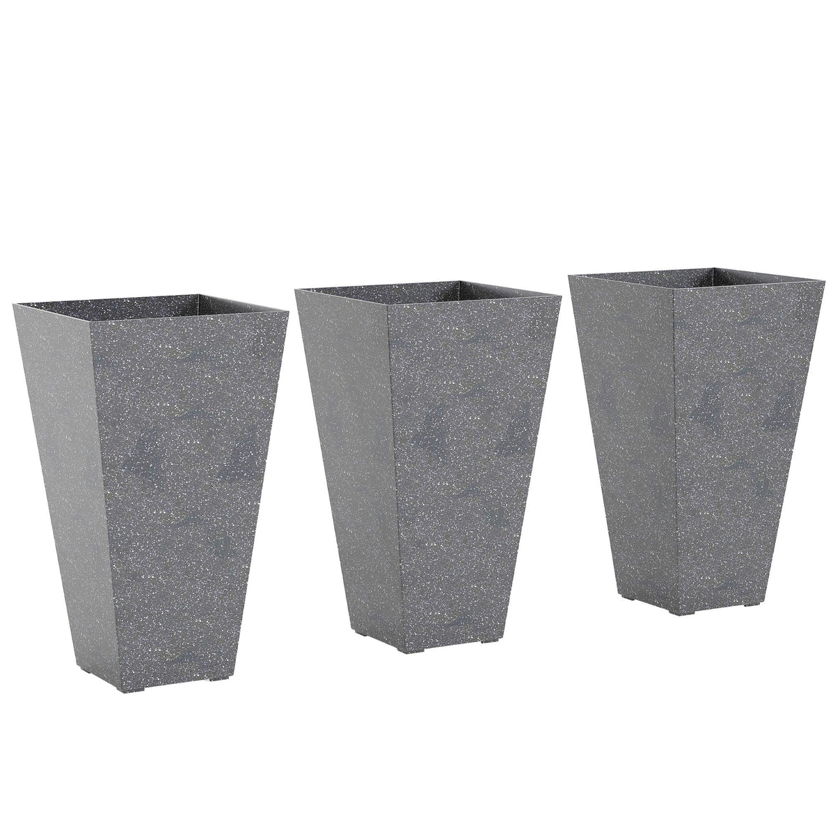 3-Piece 28" Tall Planters with Drainage Holes, Gray