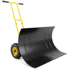 Snow Pusher with Wheels, 5-Level Handle & 7-Angle Blade, 29" x 18" Yellow