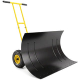 Snow Pusher with Wheels, 5-Level Handle & 7-Angle Blade, 29" x 18" Yellow
