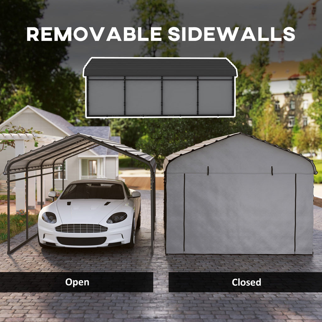 Onward 12' x 20' Heavy Duty Metal Carport with Galvanized Roof & Removable Sidewalls
