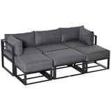 6pc Outdoor Patio Furniture Set with Daybed and Footstools, Grey
