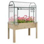 Raised Garden Bed with Plastic Greenhouse Cover & Liner for Herbs and Vegetables, 45" x 24" x 65" Natural